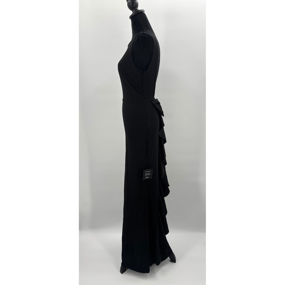 Lulus Exquisite Refinement Black Backless Bow Ruffled Maxi Dress Size S NWT - Picture 6 of 11